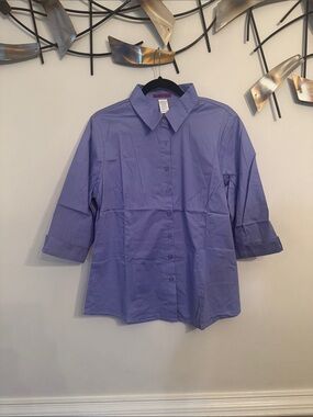 Women's Lilac Button-Front Shirt - , Classic Collared Top